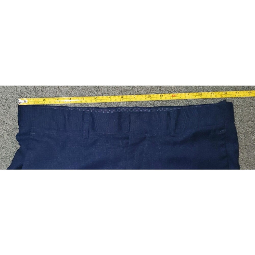 Perry Ellis Mens Dress Pants 32x32 Slim Fit Navy Blue Stretch Flat Front Slacks - Picture 4 of 16